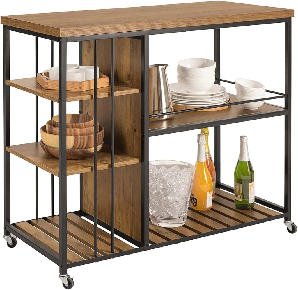 Carrello da portata con 5 ripiani Carrello laterale Carrello da cucina ripiano per microonde 110x45x92cm SVW18-II-F