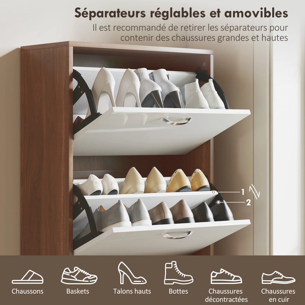 Armadio per Scarpe 5 Ante ¨C zephmum ¨C Bianco e Marrone Scuro 80x35x200