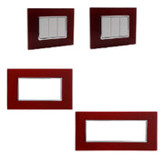 Trade Shop - Placca Cristal 3 4 6m Rosso Pompeiano Effetto Vetro Compatibile Bticino Axolute -