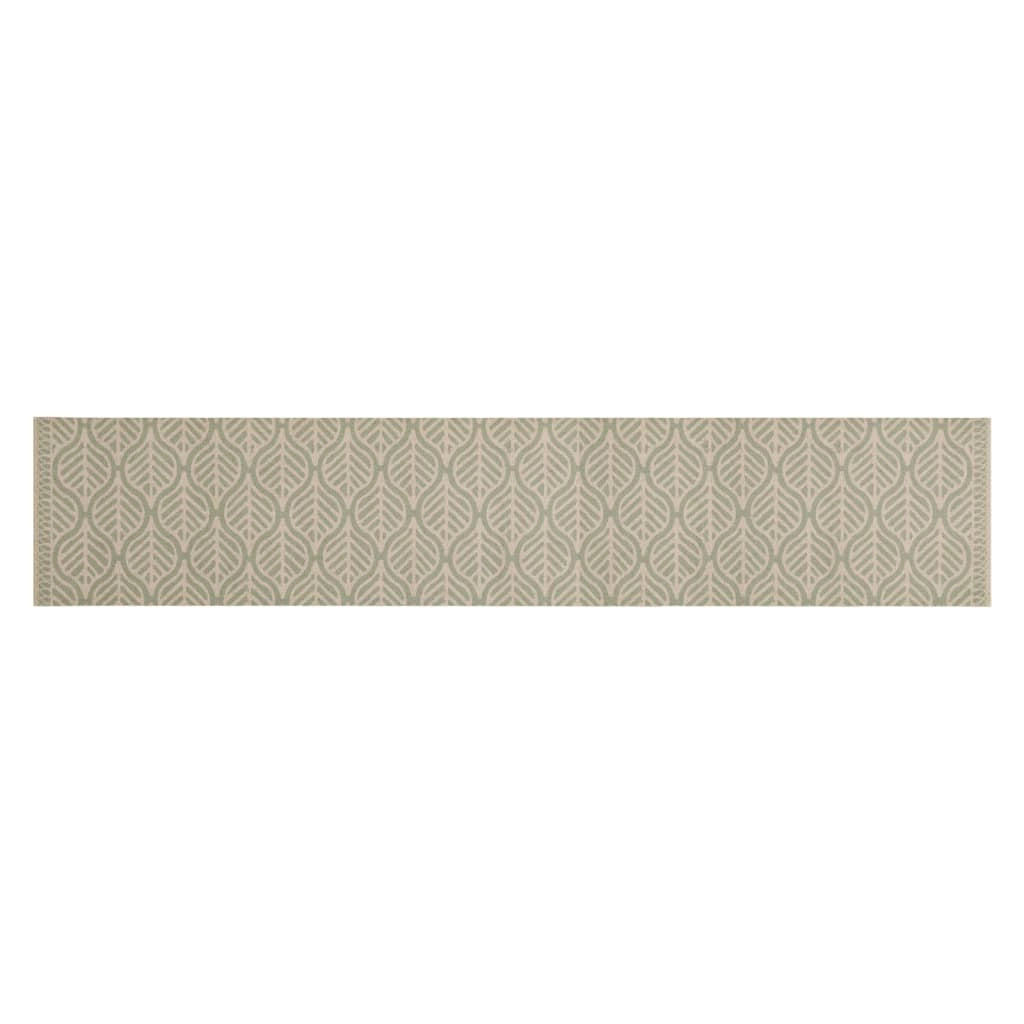 Tappetino da cucina lavabile con moderno motivo a foglie antiscivolo 300 x 60 cm velluto verde 02_0056473