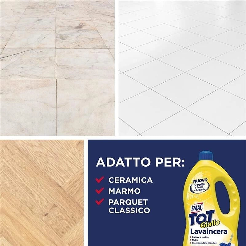 SET 12 CONFEZIONI SMAC TOT GIALLO DETERGENTE LAVAINCERA CON CERA DI CARNUBA 1 LT