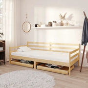 Divano Letto con Cassetti 90x200 cm Legno Massello di Pino 3083679