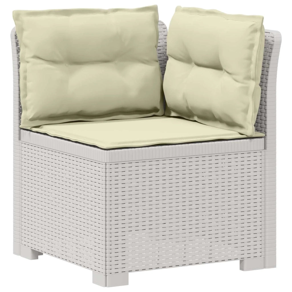 Divano da Giardino 5 Posti con Cuscini Stile Rattan PP Bianco 3444058