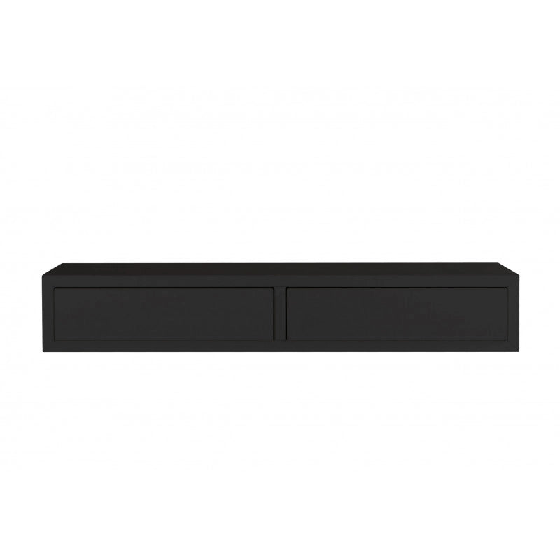 Mensola da Muro con Cassetto, Comodino Sospeso, Mensola da Parete, Nero, 88,2x13,4 p23,7 cm - Domino Maxi
