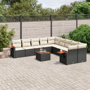 Set Divani da Giardino 11 pz con Cuscini in Polyrattan Nero