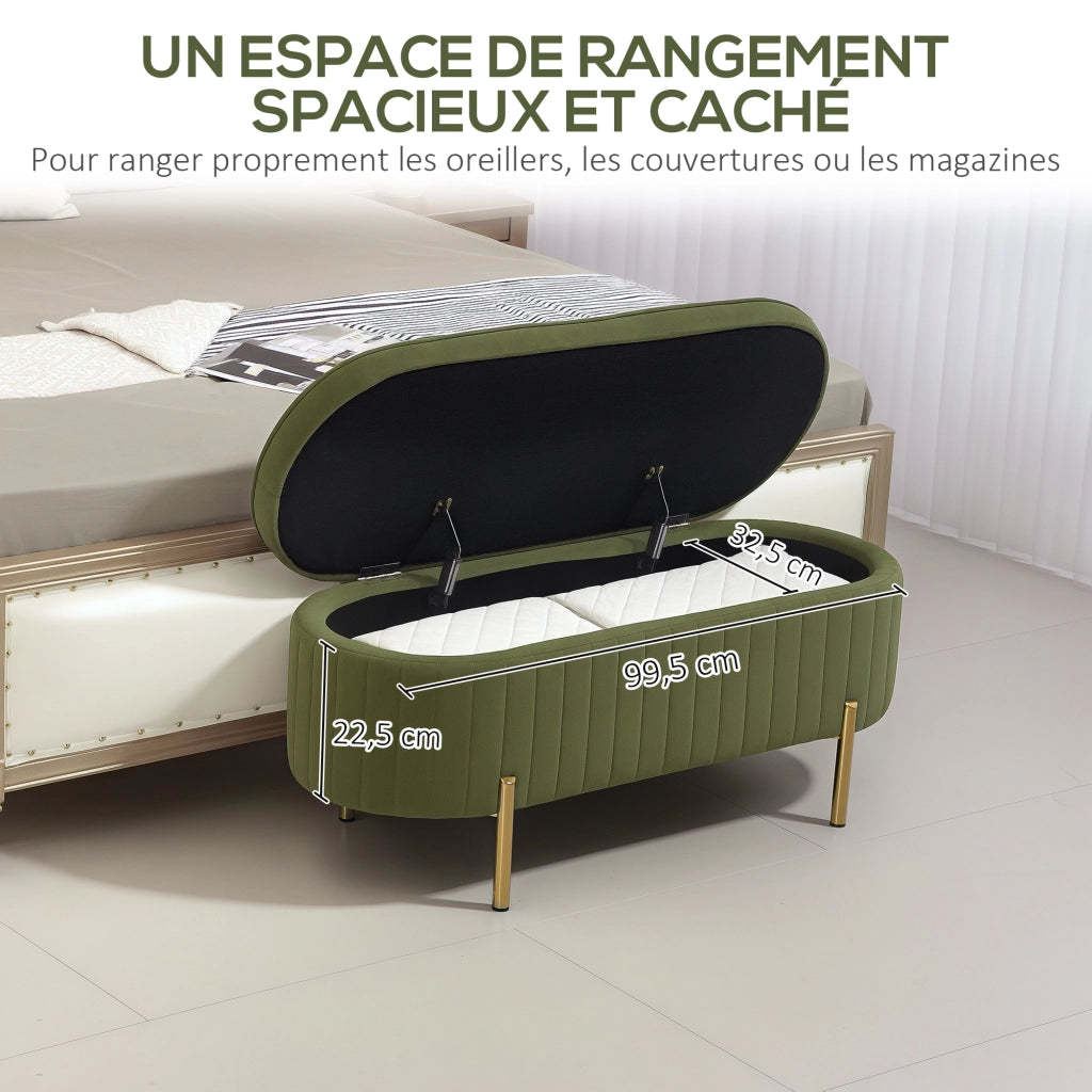 Letto contenitore con cassetti ¨C Zephmum ¨C Velluto verde scuro 108x44x43,5 cm