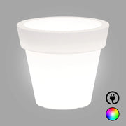 Vaso luminoso moderno di design Ø110 H95 in polimero resistente con LED multicolor per interno ed esterno - Made in Italy - Monacis