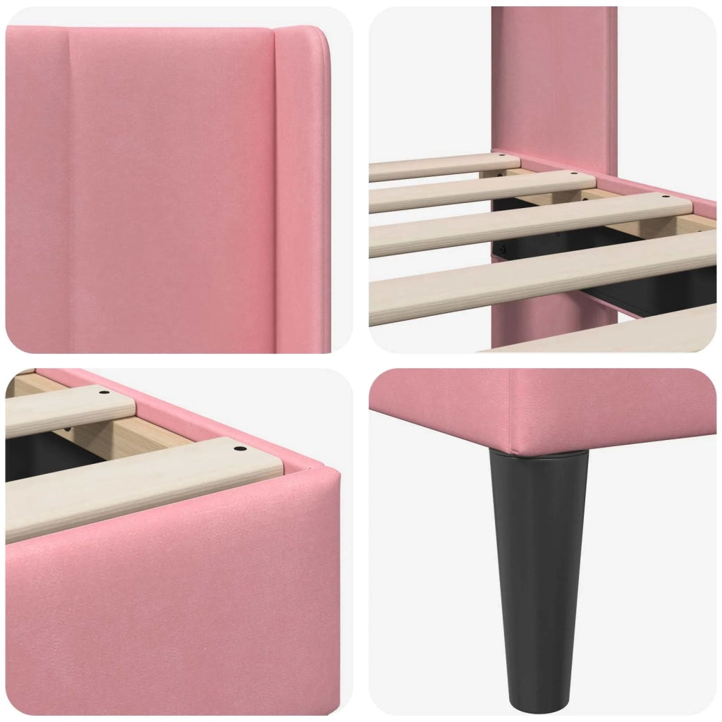 Struttura del letto con testiera Rosa 100 x 200 cm Velluto 42027488