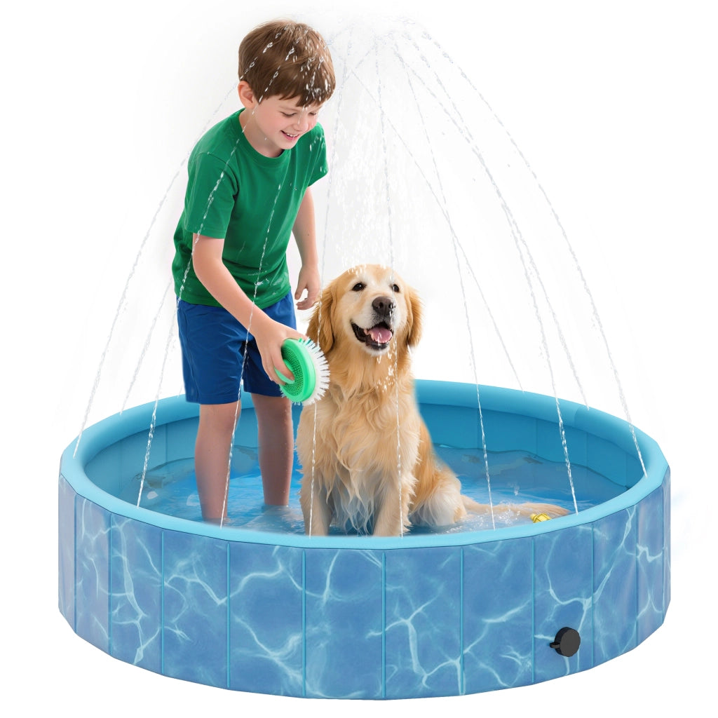 Piscina per Cani Pieghevole ¨C Zephmum ¨C Blu ?120x30 cm