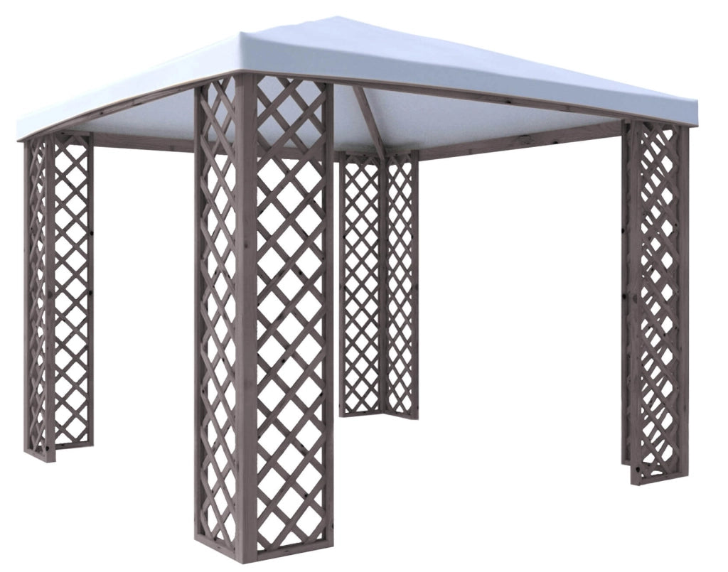 Gazebo da Giardino in Legno 3x3m con Copertura in PVC Taini Fox Pocket Grigio
