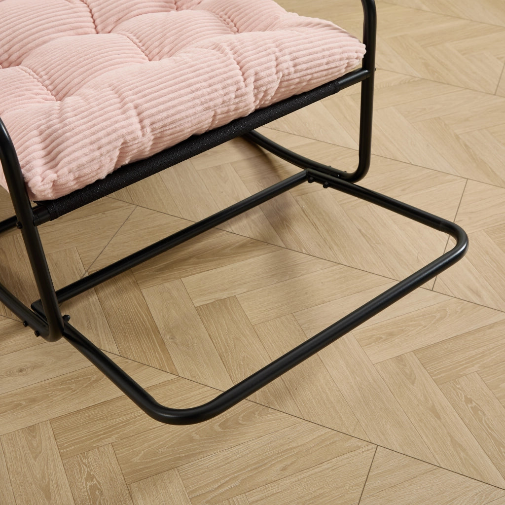 Poltrona Dondolo ¨C MINIMAL ¨C Tessuto Rosa, Schienale, Cuscino, Struttura Nera