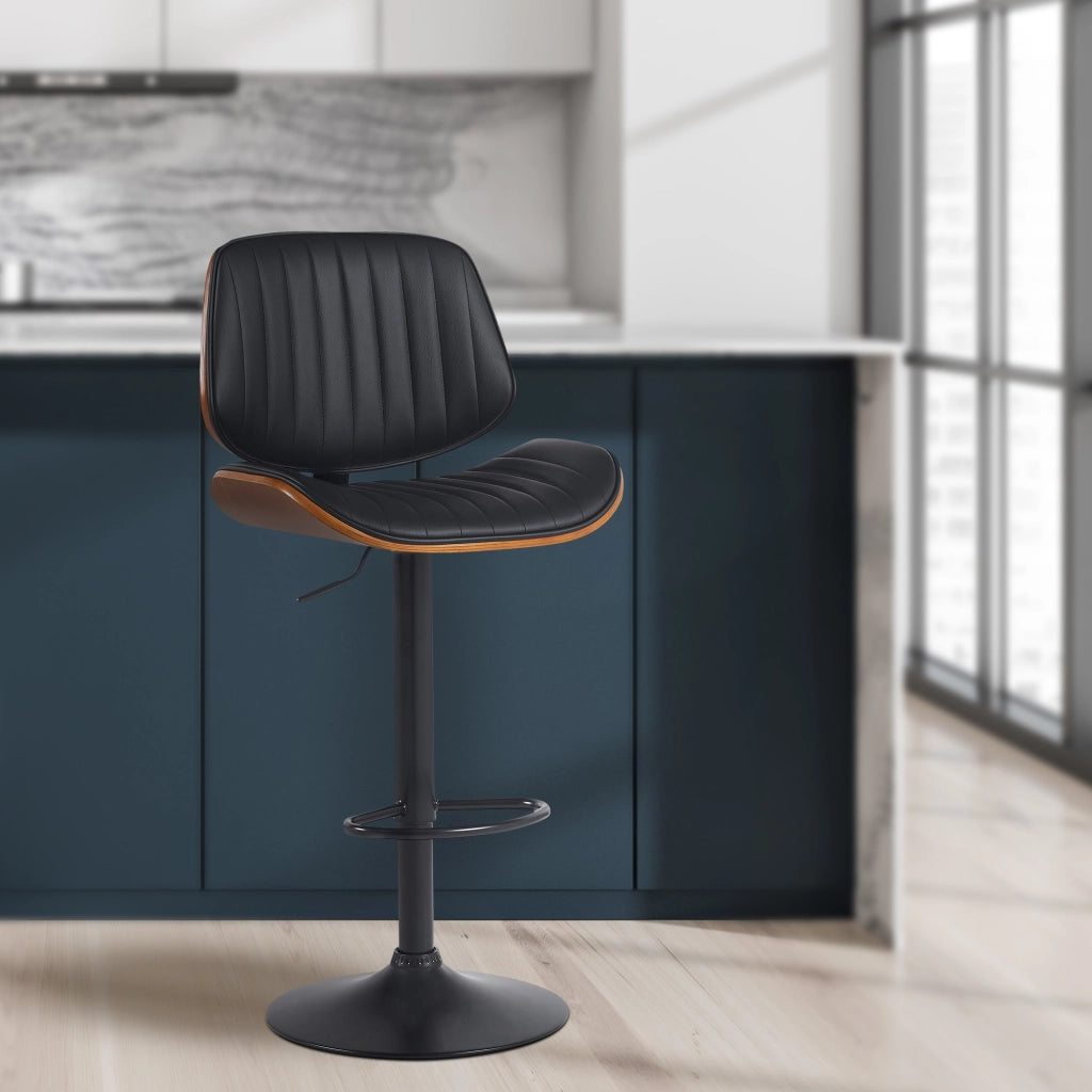 Sgabello da bar Clawson in ecopelle nera 1