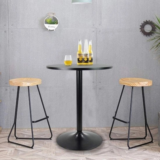 Tavolo da bar rotondo con altezza di 73 cm, tavolo da aperitivo tavolo da notte nero