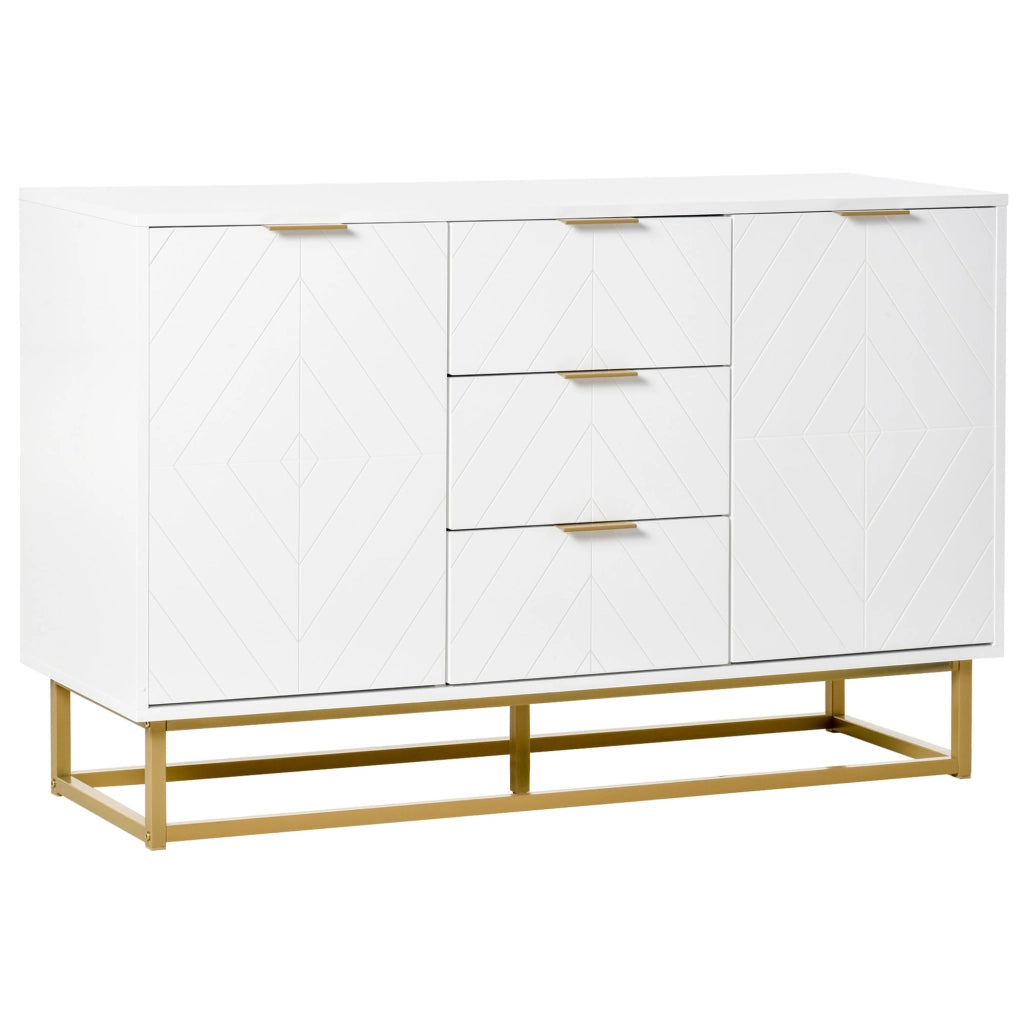 Easycomfort Credenza Moderna Bianca, Credenza Bassa Buffet per Cucina o Sala da Pranzo con 3 Cassetti e 2 Ante, 120x40x76cm