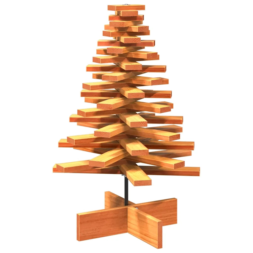 Albero di Natale Marrone Cera 80 cm in Legno Massello di Pino 858203