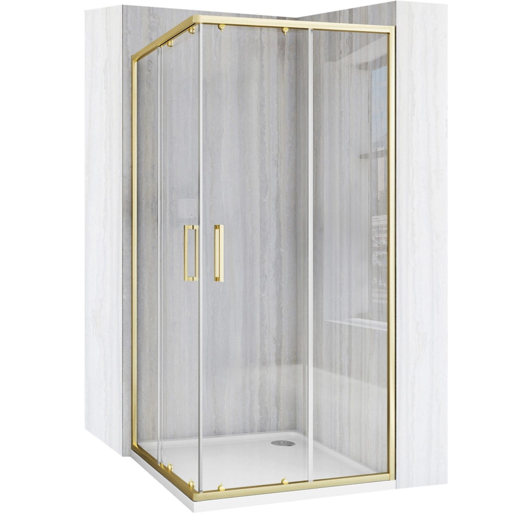 Cabina Doccia Rea City 80x80 Gold Brush con piatto doccia Savoy black