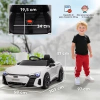 Auto Elettrica per Bambini 3-5 Anni con Telecomando, Sospensioni e Clacson, 103x58x41 cm, Bianca e Nero