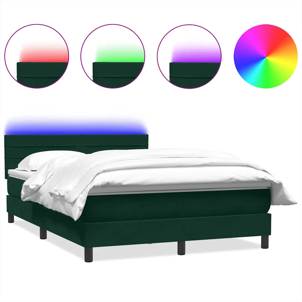 vidaXL Giroletto a Molle con Materasso Verde Scuro 160x220 cm Velluto