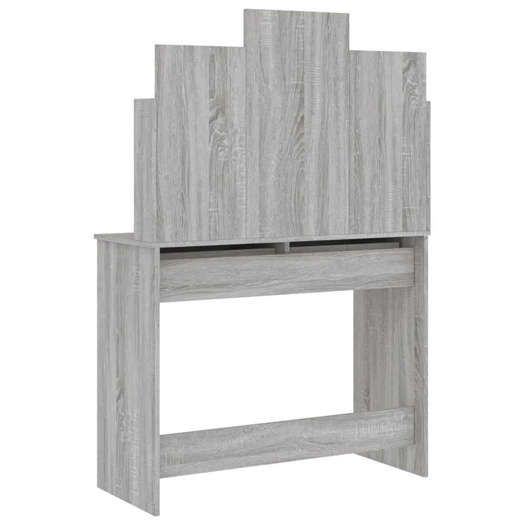 Toeletta con Specchio-Tavolo da Vanit¨¤ Grigio Sonoma 96x39x142 cm