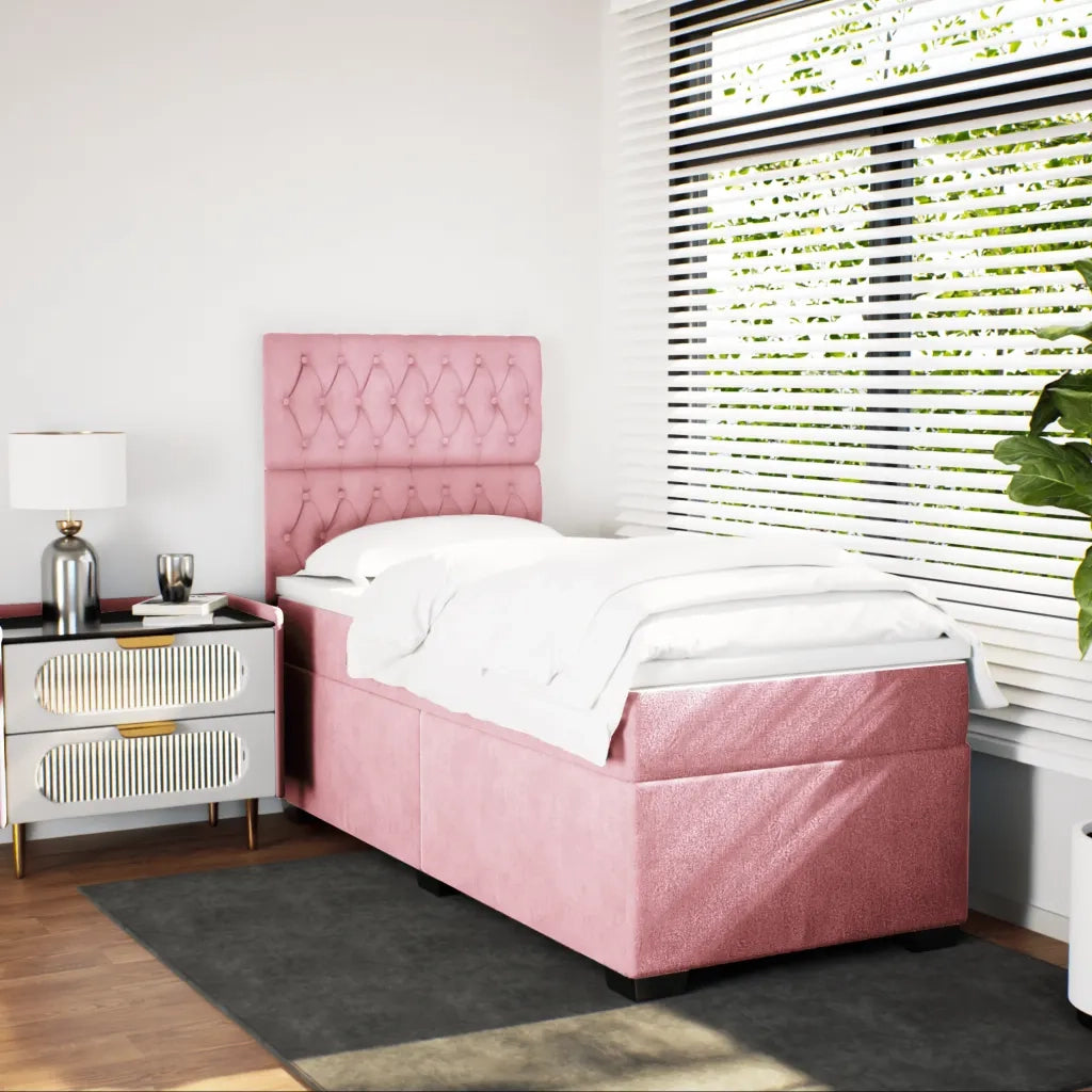 Giroletto a Molle con Materasso Rosa 80x200 cm in Velluto 3290773