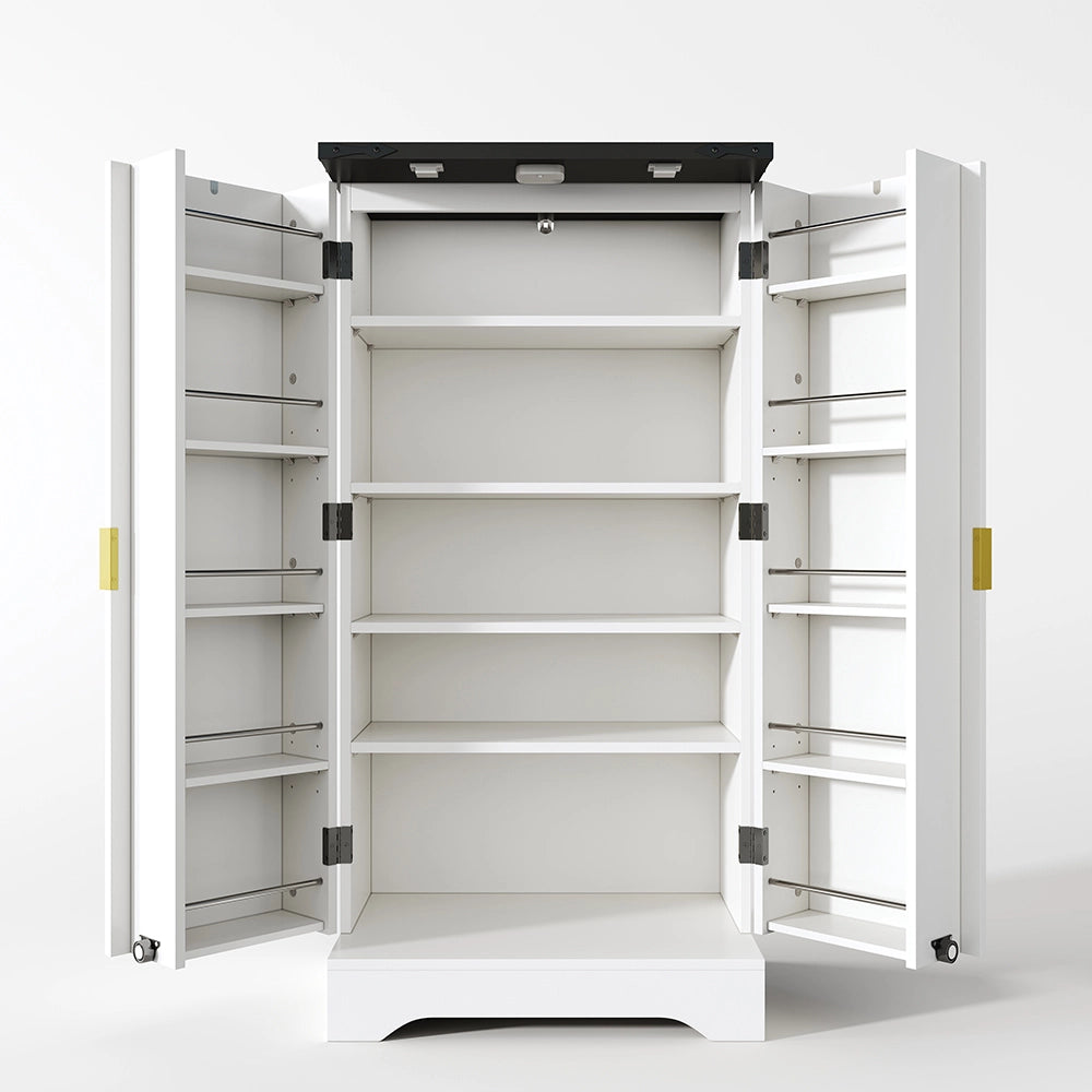 Pensile Cucina 120x60.5x40cm - Xylo - Luci LED Sensore e Mensola Spezie, Bianco