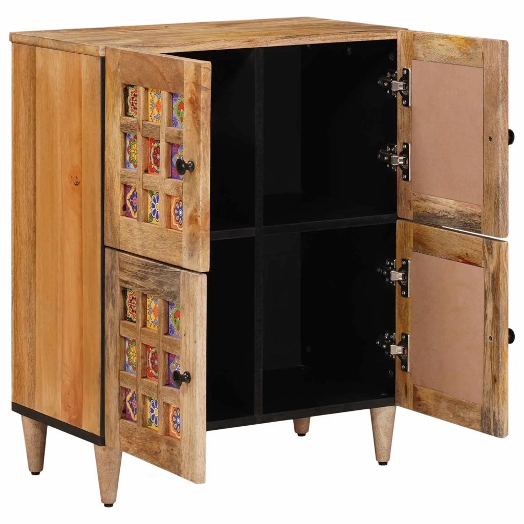 Credenza Naturale 60 x 33 x 75 cm Legno di mango massello