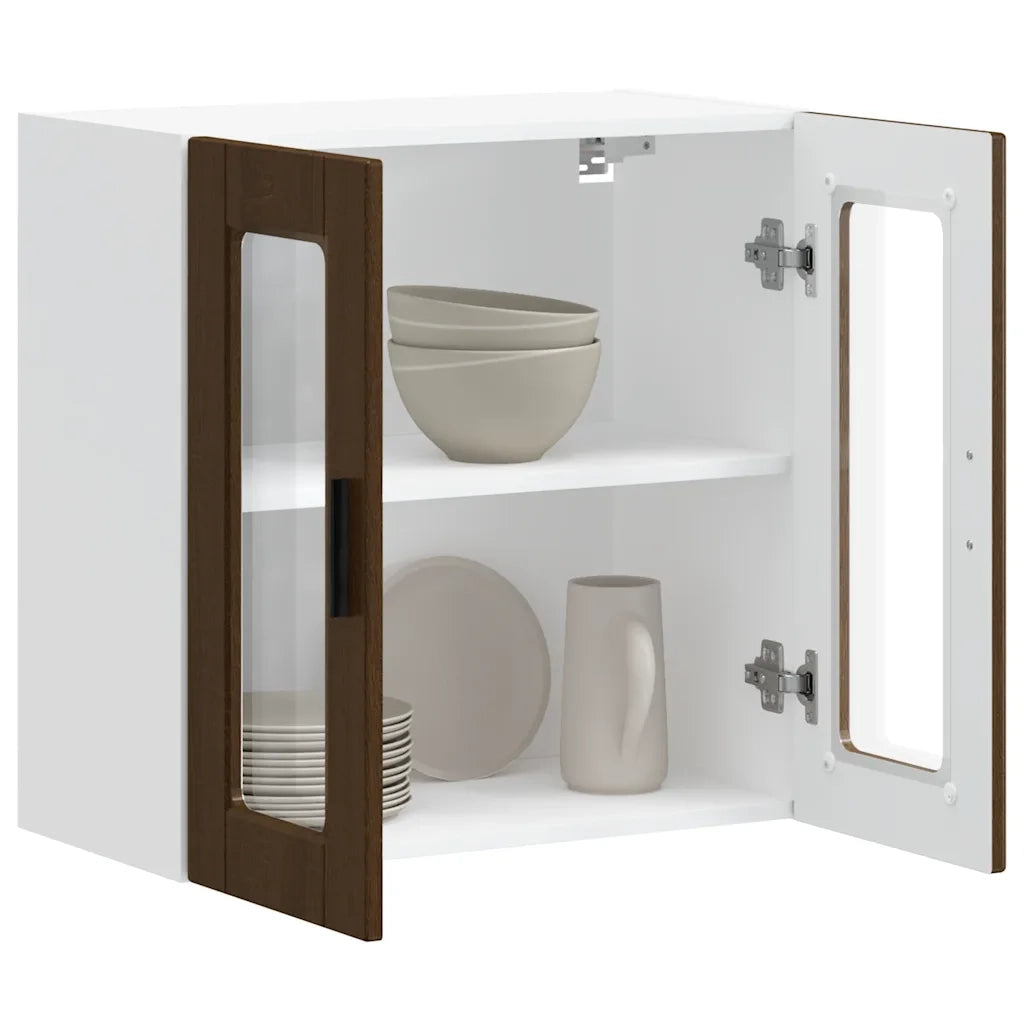 vidaXL Pensile da Cucina con Porta in Vetro Porto Rovere Marrone