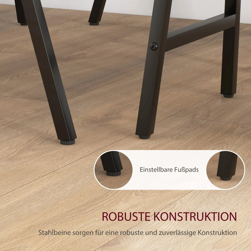 Tavolo da bar con 4 sgabelli, seduta imbottita, effetto lino, per cucina e sala da pranzo, 120 × 60 × 91 cm