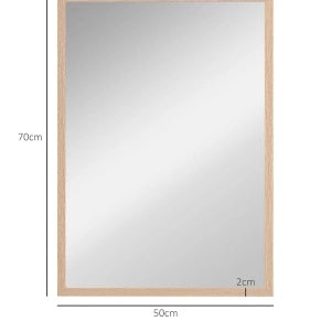 Specchio da parete rettangolare con 4 ganci, cornice in MDF, 50 x 70