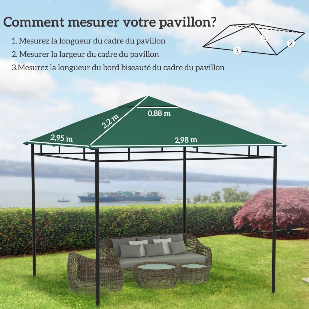 Tenda sostitutiva per gazebo ¨C zephmum ¨C Tessuto poliestere 180 g/m2 anti-UV 3x3 m verde