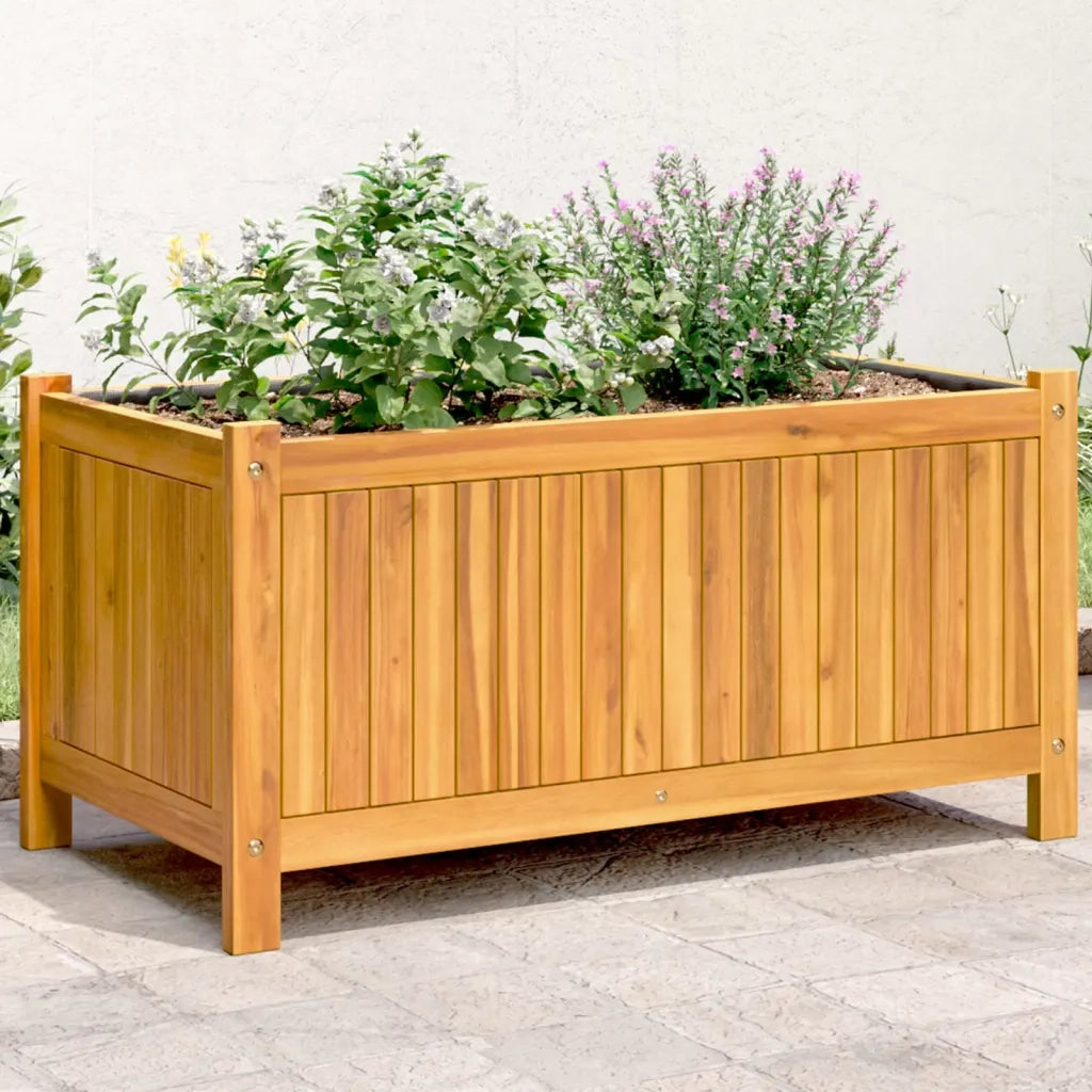 Fioriera Giardino con Rivestimento 80x42x40 cm Massello Acacia 366435