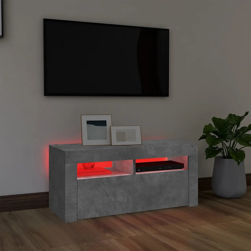Mobile Porta TV con Luci LED Grigio Cemento 90x35x40 cm cod mxl 34014