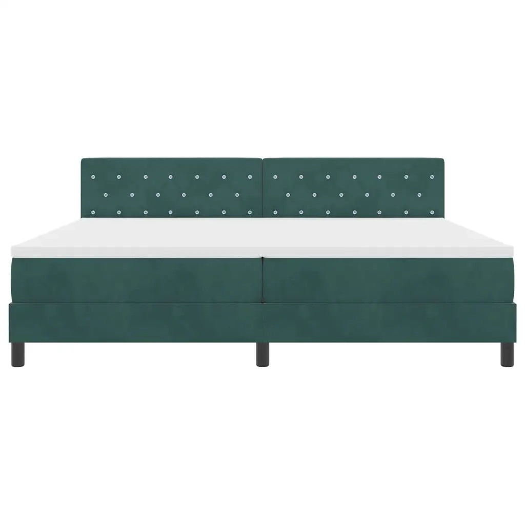 Letto a molle con materasso Verde Scuro 200 x 200 cm Velluto 3339131