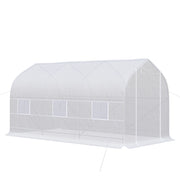 Serra a Tunnel Anti-UV 4x2x2 m con 6 Finestre a Rete e Ingresso Arrotolabile in Metallo e PE Bianco