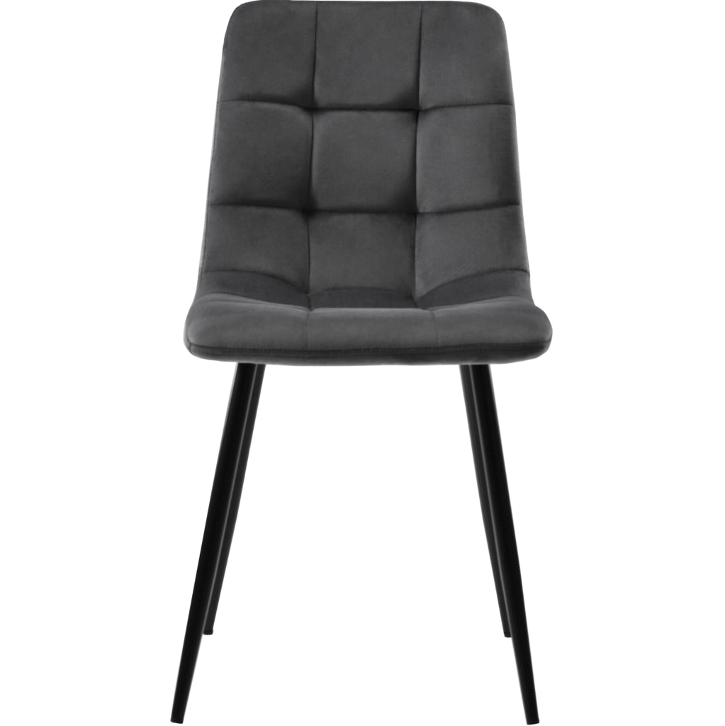 Set da pranzo allungabile 99-159x74x77 cm con 4 sedie; MDF; metallo e velluto; bianco e nero