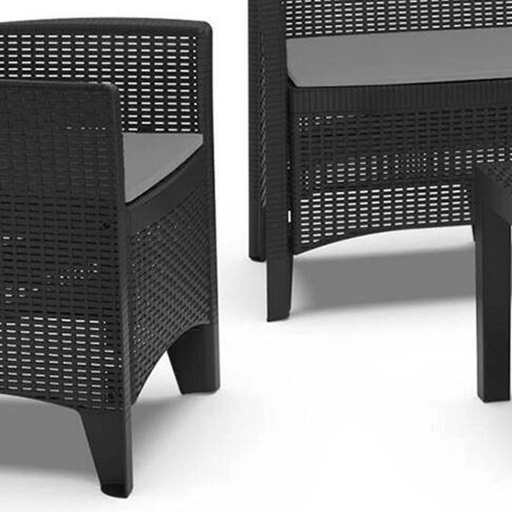 Salottino Outdoor Dervio, set Salotto da Esterno 6 Posti Made in Italy, Nero Antracite