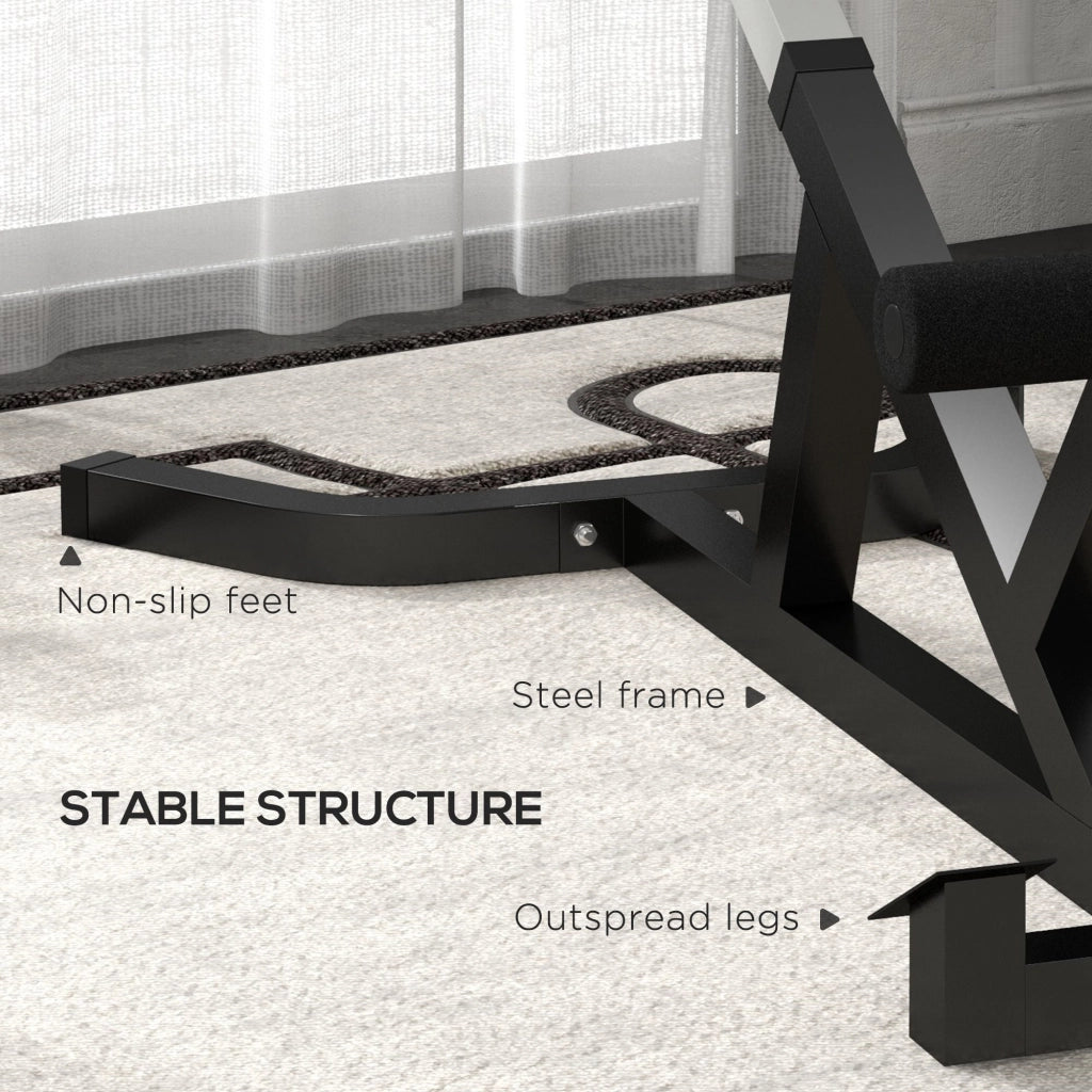 EasyComfort Sedia Romana ad Altezza Regolabile con Imbottitura Spessa, in Acciaio e PU, 126x70x67-84 cm, Nera