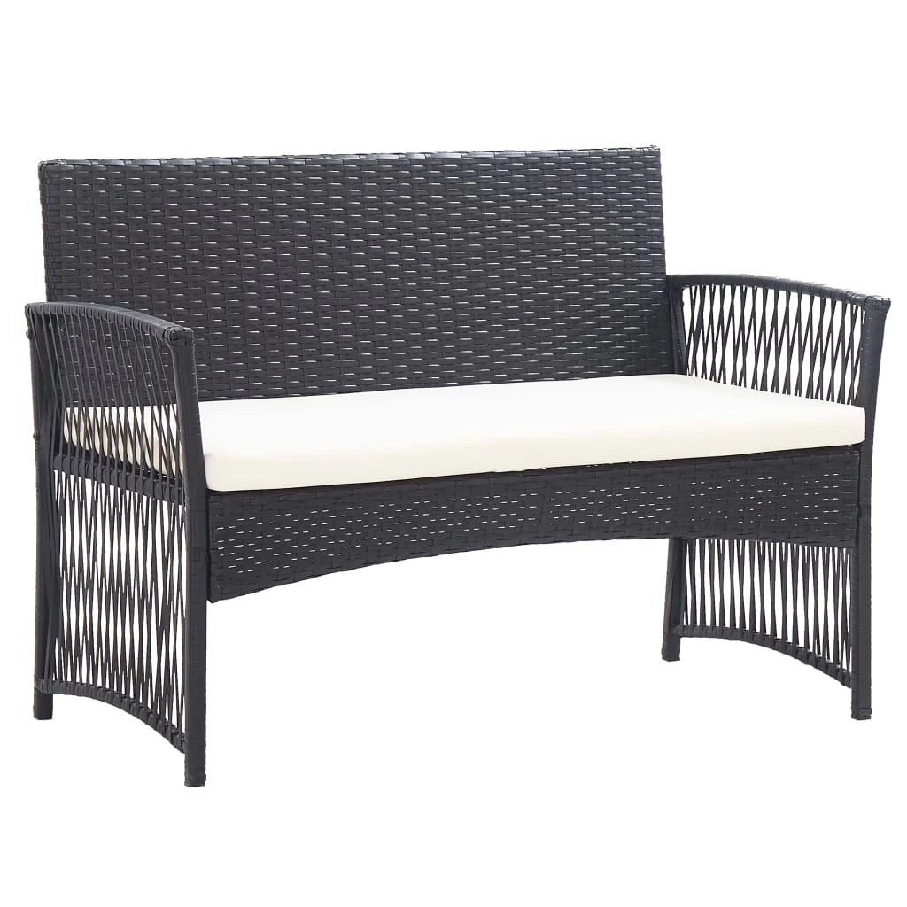 Set di mobili da giardino mobili da esterno set da 4 pezzi con cuscini resina intrecciata nera 02_0016075