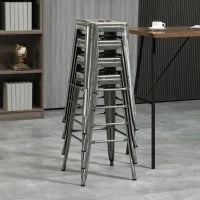 Set di 4 sgabelli da bar industriale impilabili altezza seduta 76 cm in metallo argento