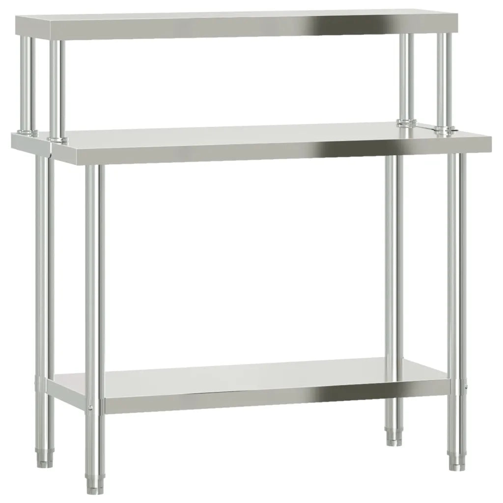 Tavolo Lavoro Cucina con Ripiano 110x55x120 cm Acciaio Inox CFW5974118