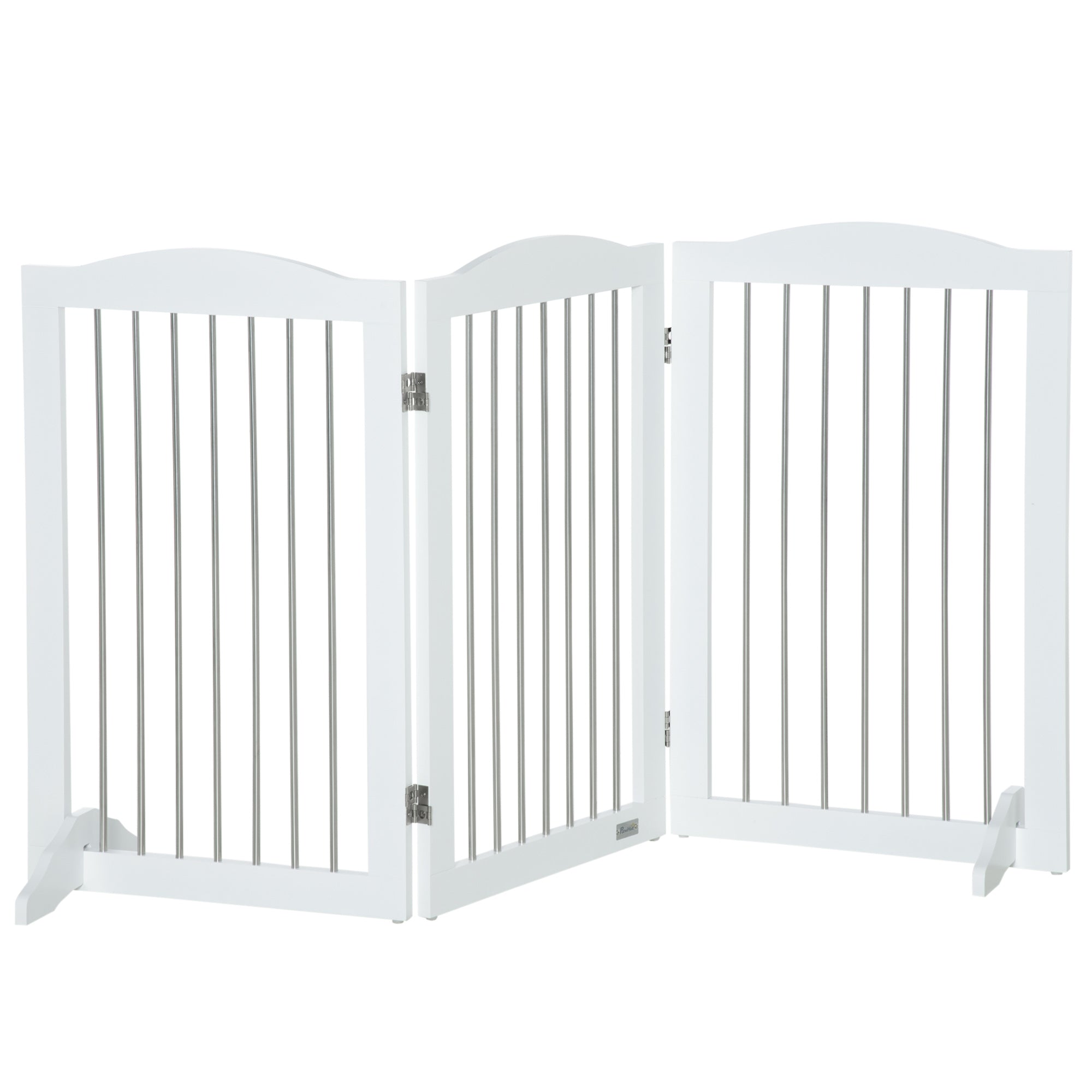 Cancelletto di Sicurezza per Cani Pieghevole 154x30x80 cm con 3 Pannelli in Legno Bianco