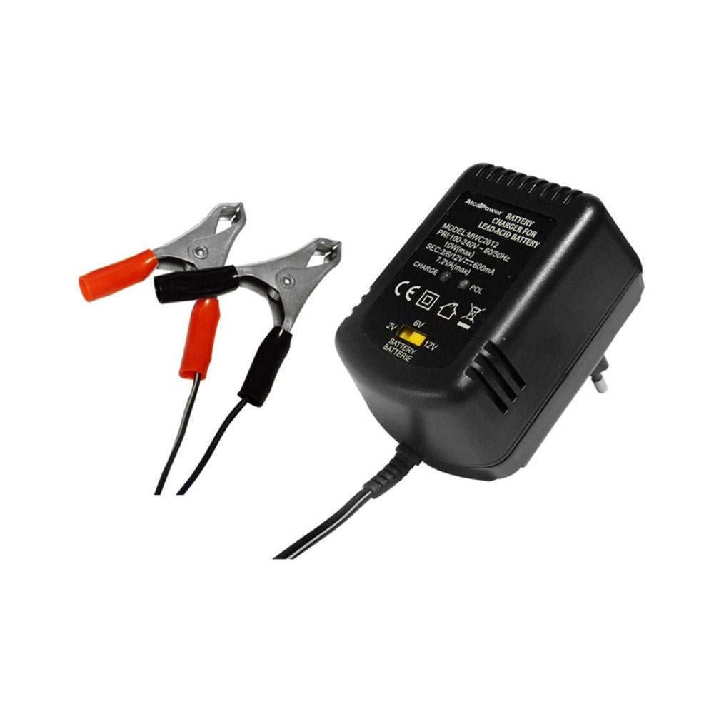 Caricabatterie Automatico Universale 2V, 6V, 12V (600mA) - Ideale su Moto d'Epoca, Giocattoli e Modellismo - Pinze a Coccodrillo