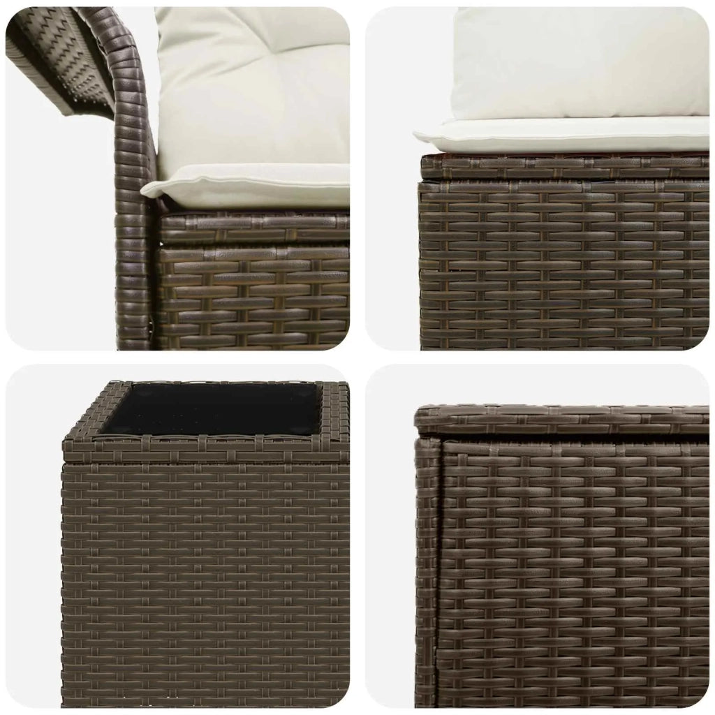 Set di divani 8 pz Marrone e Bianco Crema 3448002