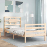 Giroletto con Testiera Single-Struttura Letto in Legno Massello 657860