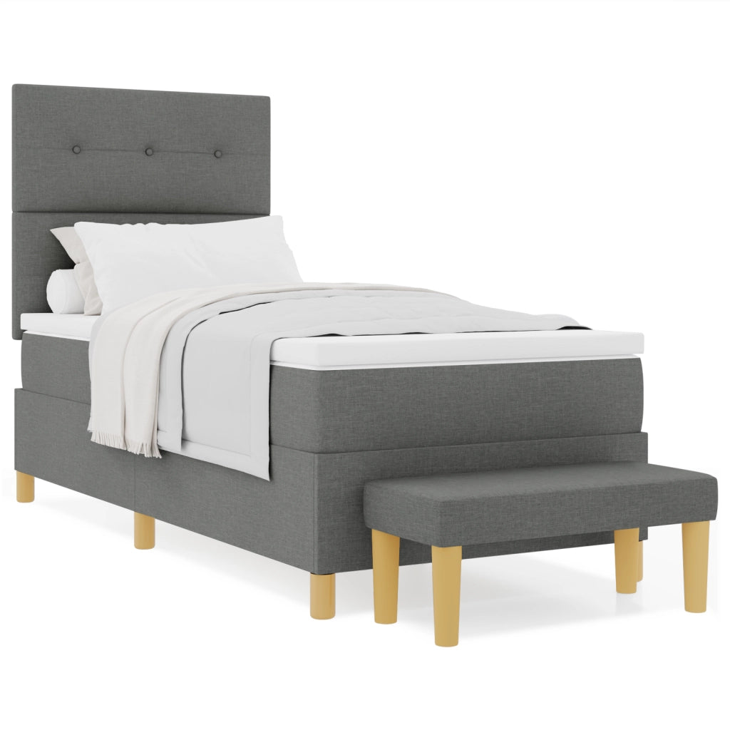 Letto Box Spring con Materasso & Panchina Grigio Scuro 80x200 cm Tessuto