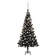 Set Albero Natale Artificiale con LED e Palline Nero 120 cm PVC cod mxl 17096