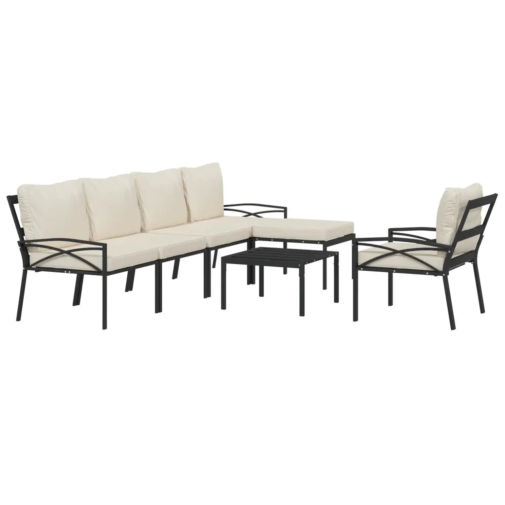 Set Salotto da Giardino 7pz con Cuscini Sabbia in Acciaiocod mxl 76722