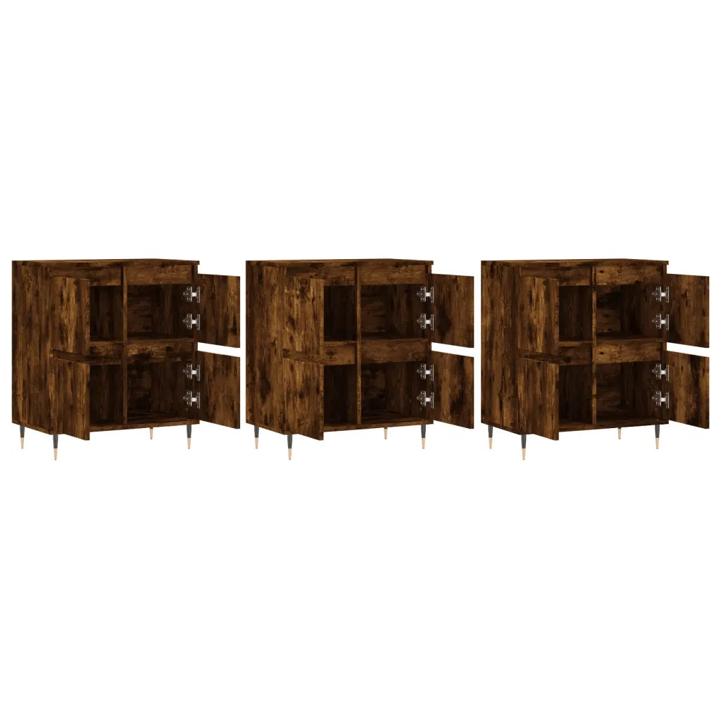 Credenze 3 pz Rovere Fumo in Legno Multistrato 3190194