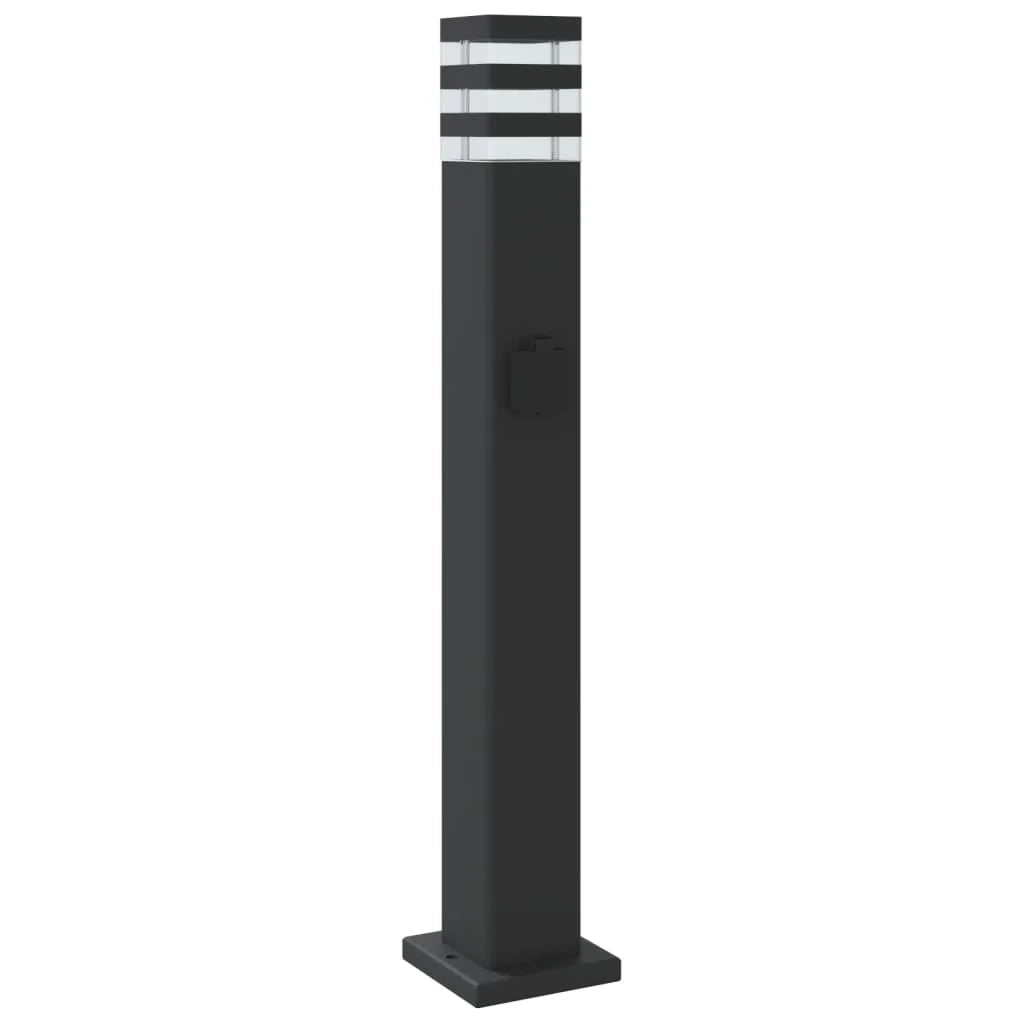 Lampade da terra per esterni con presa elettrica 3 pezzi 80 cm alluminio nero 02_0042571