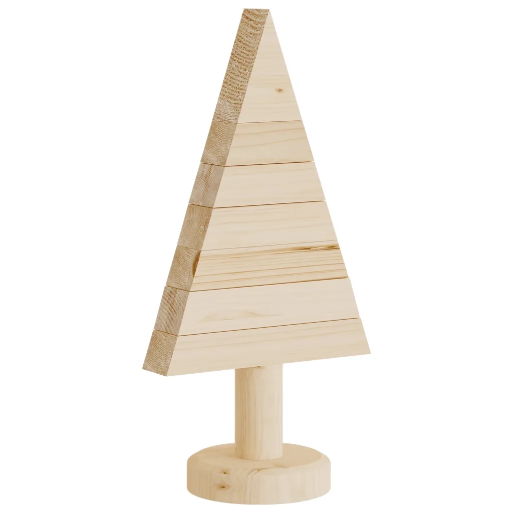 Alberi di Natale Decorativi in Legno 2pz 30cm Massello di Pino 357992